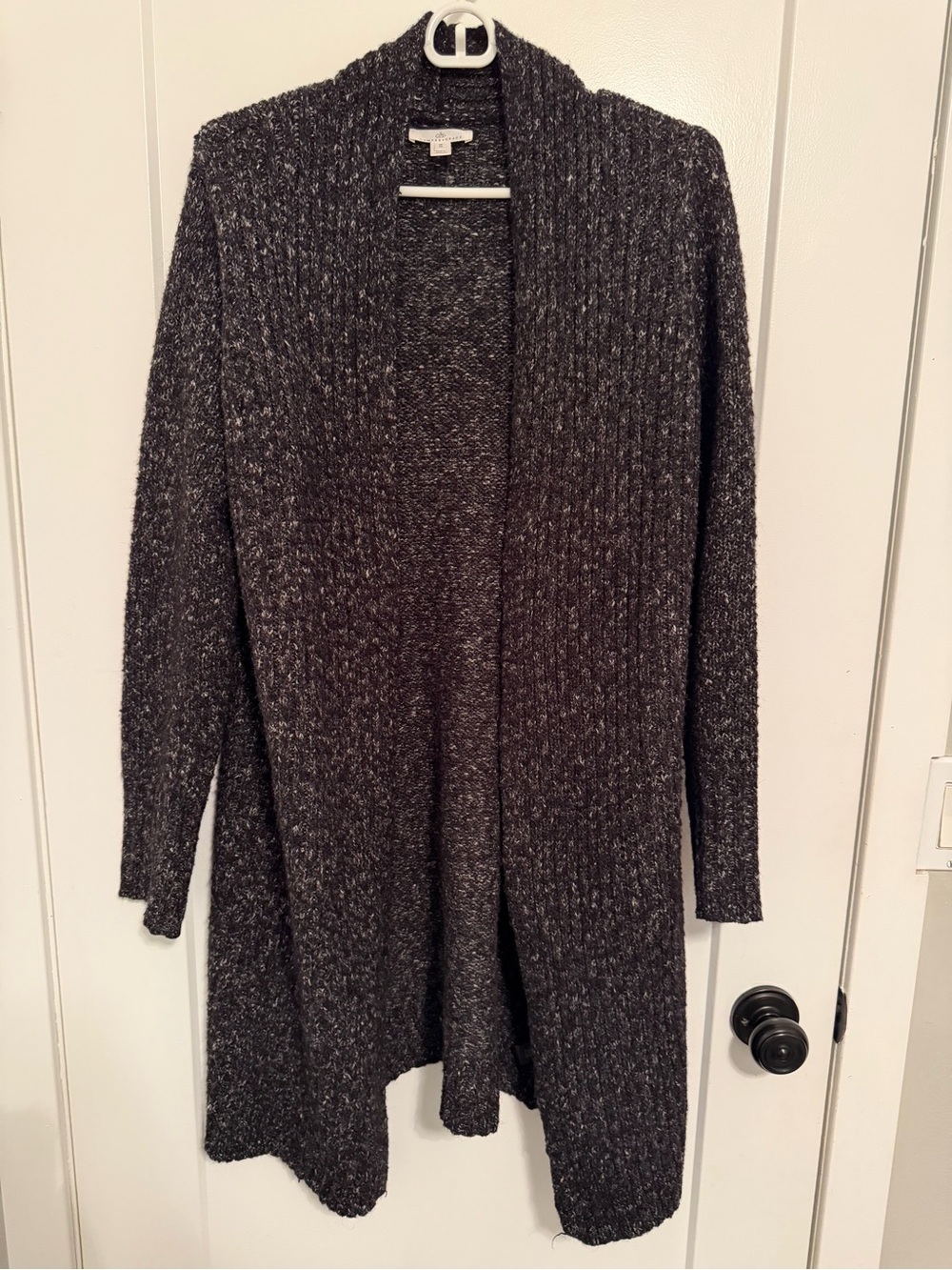 Open-Front Dark Charcoal Women’s Knit Cardigan